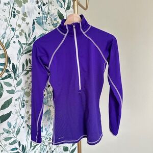 Nike Pro Dri Fit Purple Long Sleeve Quarter Zip Athletic Top Shirt Women's Small